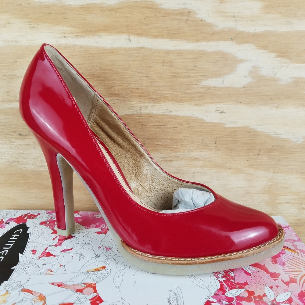 NEW CL Red Patent Hipster High Heels Pumps Slip on